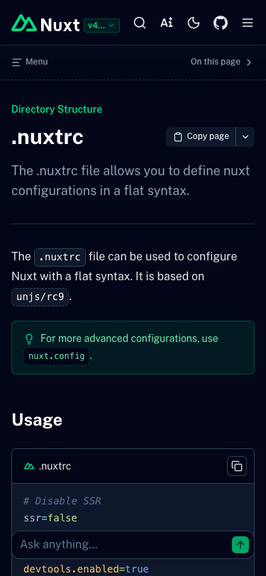 Nuxt — Docs - mobile