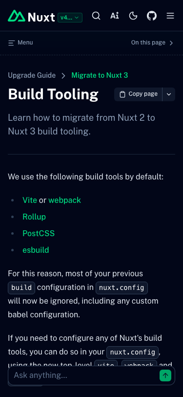 Nuxt — Docs - mobile