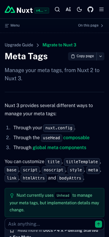 Nuxt — Docs - mobile