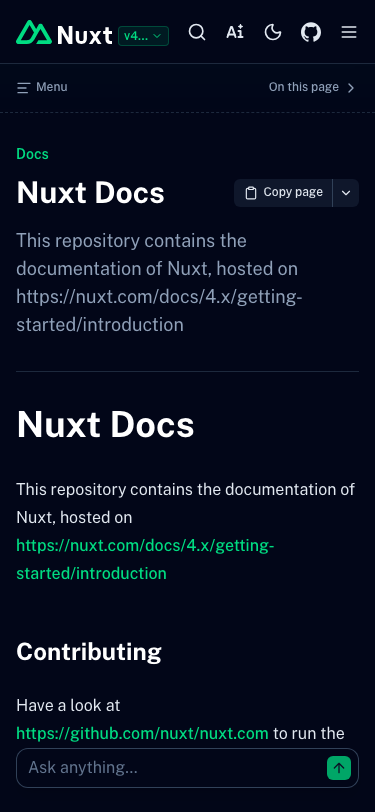 Nuxt — Docs - mobile