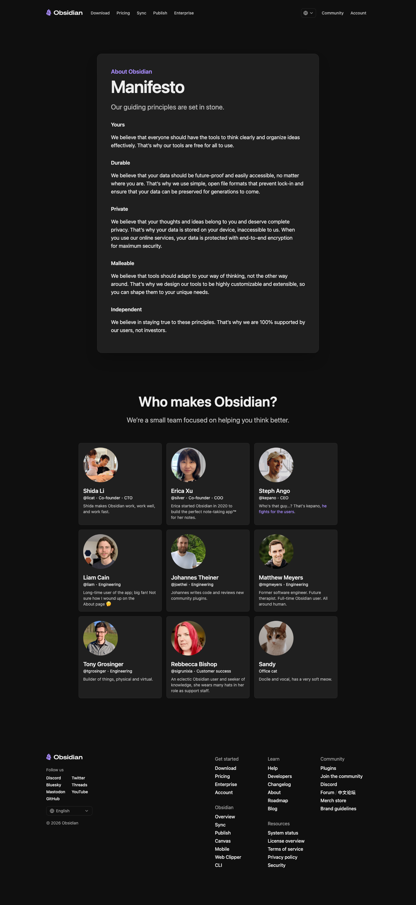 Obsidian Md — About - full page scroll