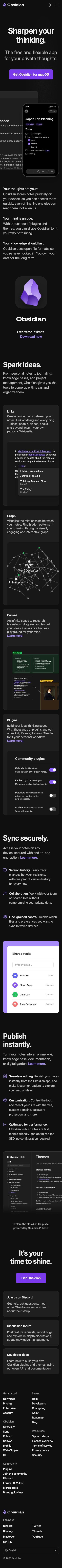 Obsidian Md - mobile full page