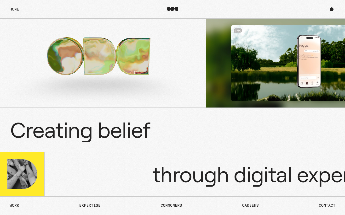 OddCommon is an independent design and technology agency. · minimalism, editorial, swiss, agency, portfolio, hero-fullbleed, logo-cloud, sticky-nav