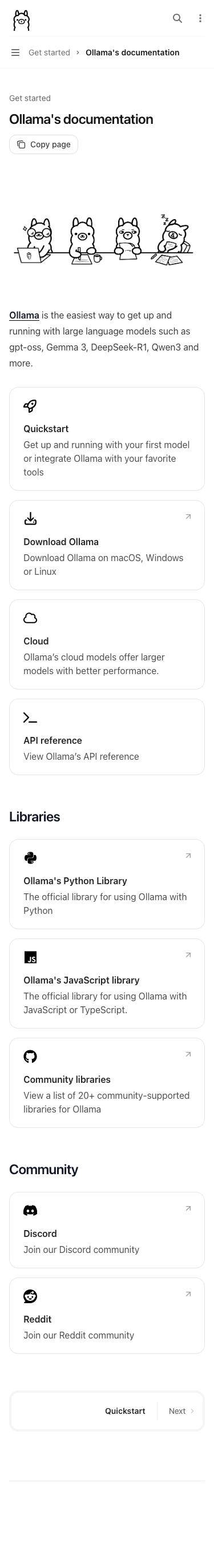 Ollama — Docs - mobile full page