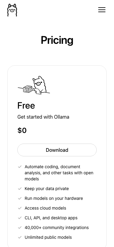 Ollama — Pricing - mobile