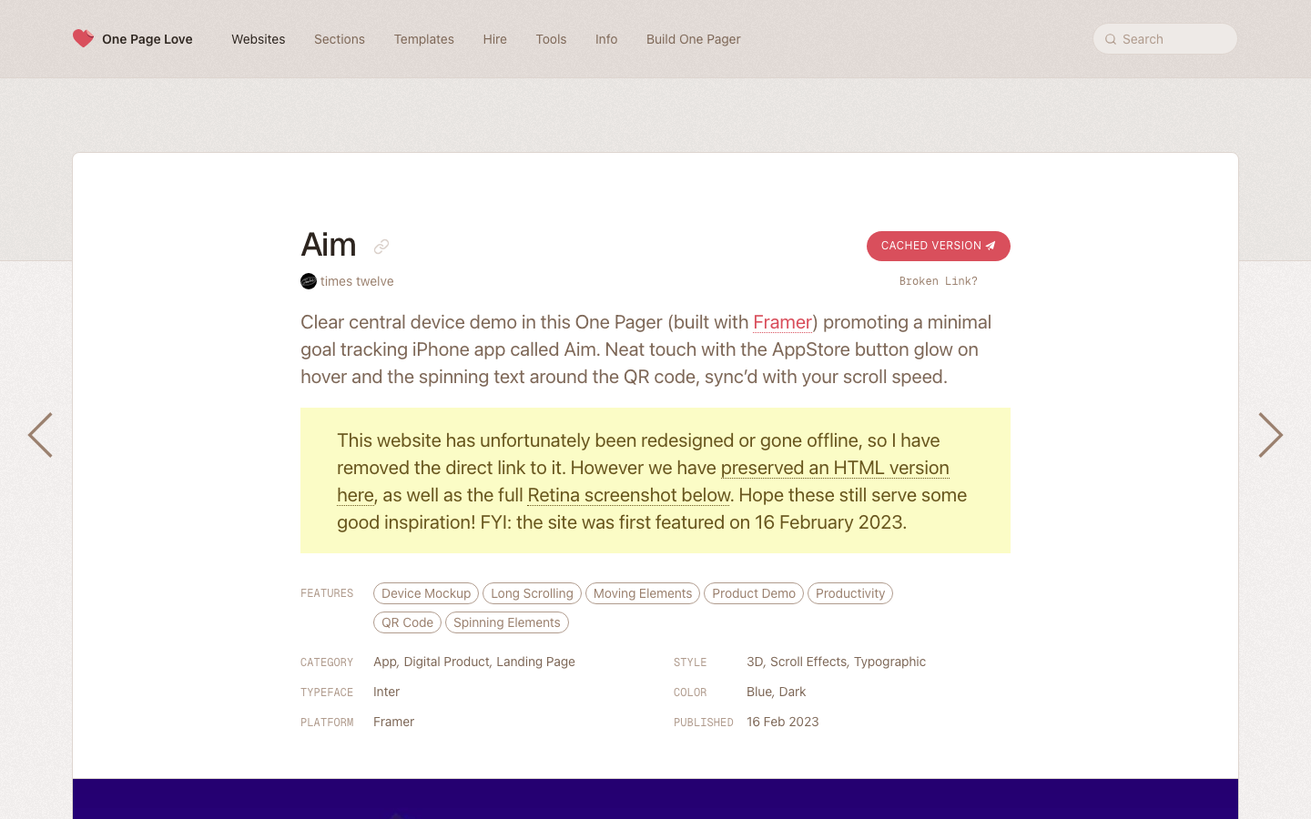 The layout prioritizes a clean, grid-based structure with distinct sections for navigation, curated links, and a brief description. The design feels refined and purposeful, emphasizing clarity and a sense of established authority. · one page websites, web design curation, portfolio grid, minimalist design, editorial web, website inspiration, design resource