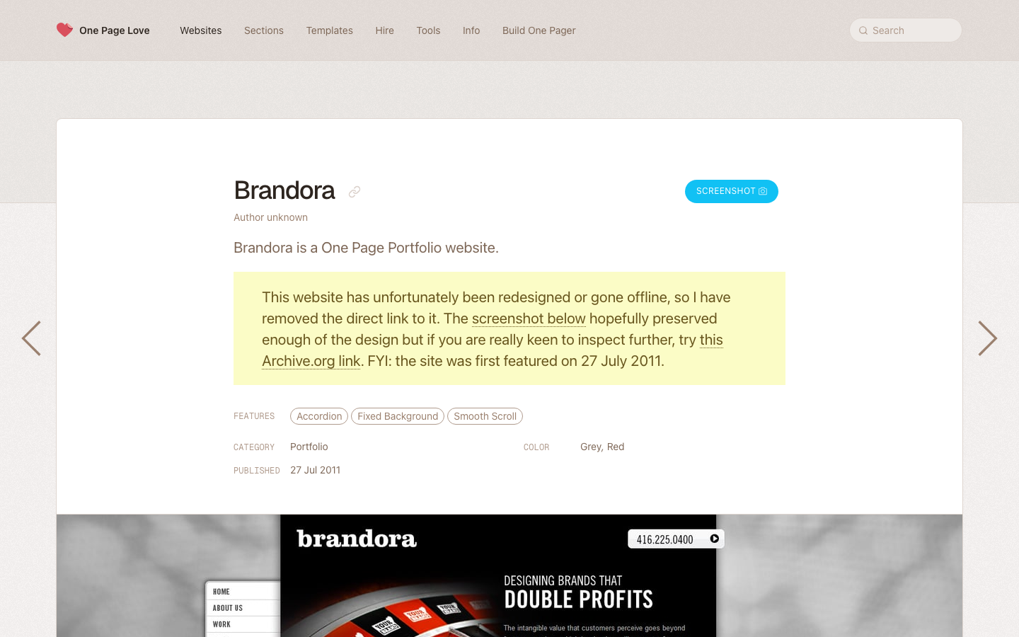 The layout prioritizes a clean, grid-based structure with distinct sections for navigation, curated links, and a brief description. The design feels refined and purposeful, emphasizing clarity and a sense of established authority. · one page websites, web design curation, portfolio grid, minimalist design, editorial web, website inspiration, design resource