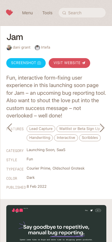 Onepagelove - mobile