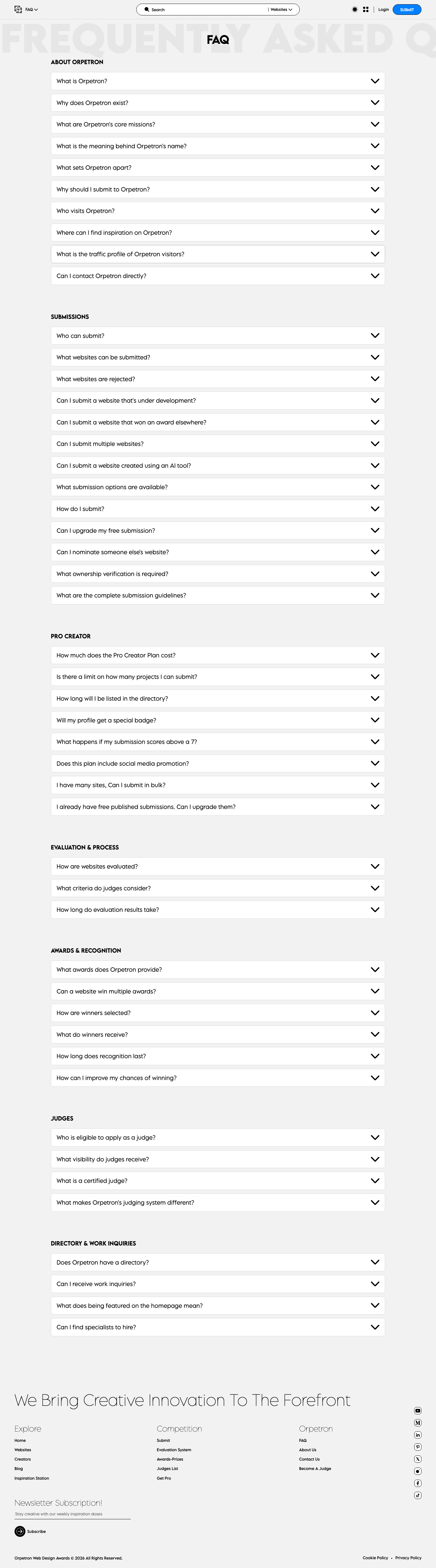 Orpetron - full page scroll