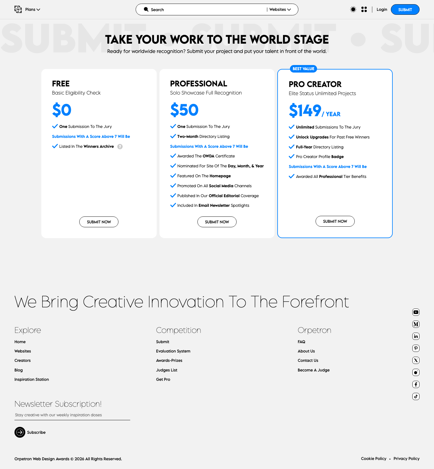 Orpetron — Pricing - full page scroll