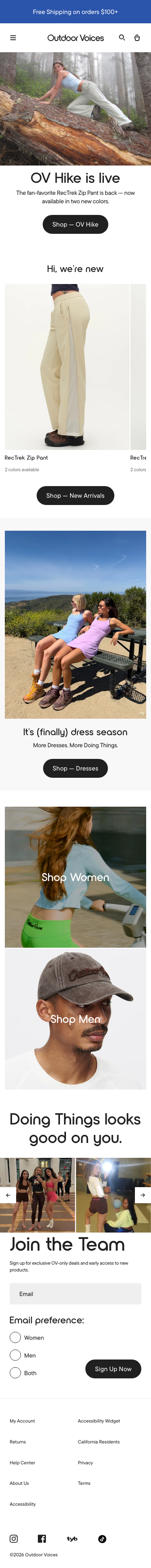 Outdoorvoices - mobile full page
