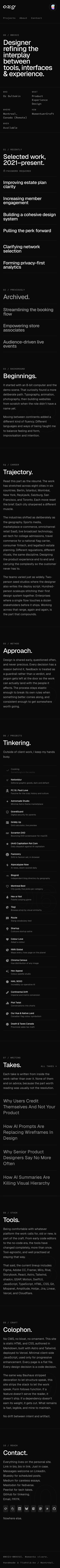 Oz Gultekin — Product Experience Designer Portfolio ⊹ Montreal, Canada - mobile full page