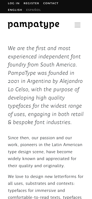 Pampatype — About - mobile