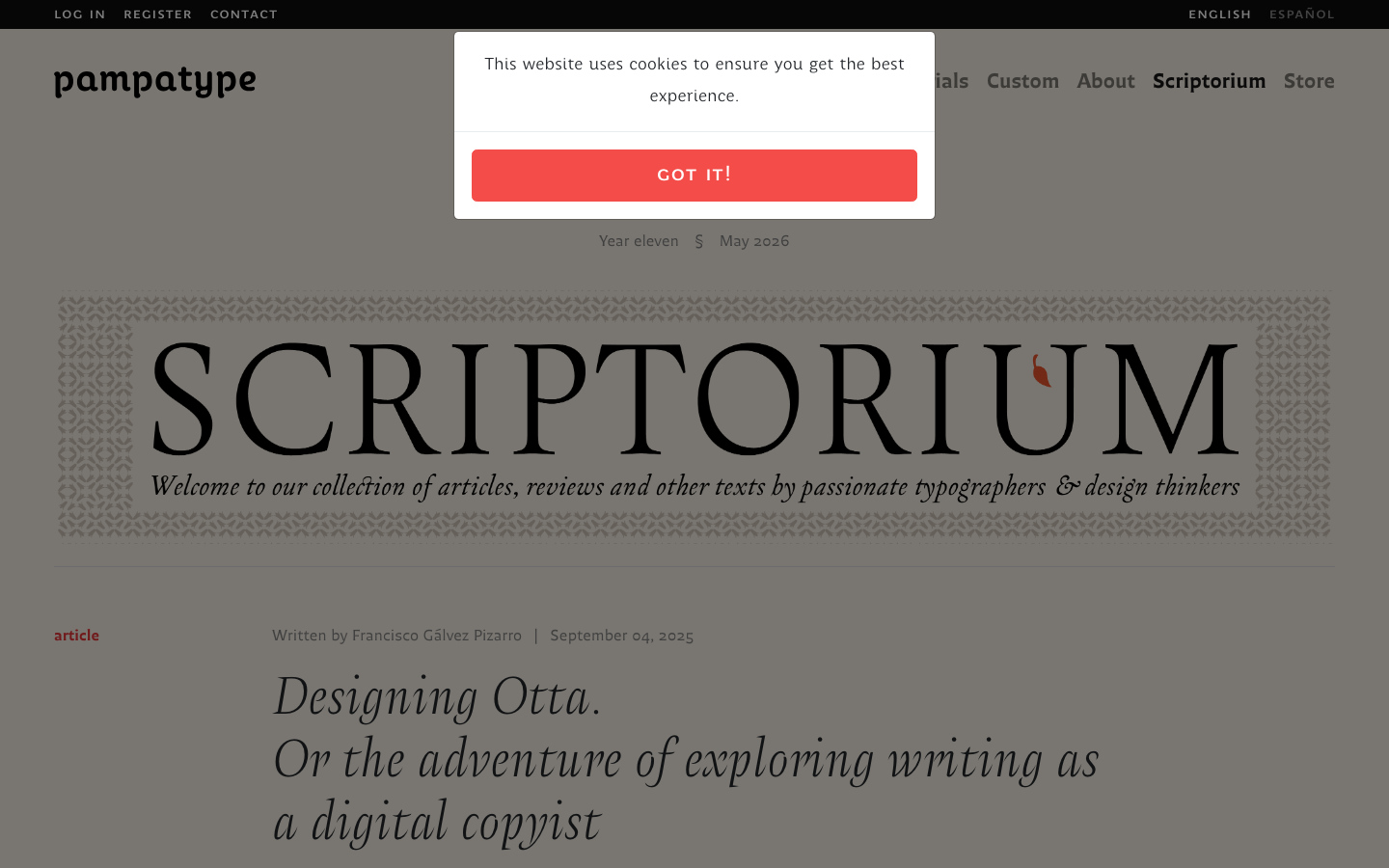 The page presents a clean, typographic-focused display of font variations. The layout is spacious and uncluttered, emphasizing the visual qualities of the typefaces through ample negative space and a consistent presentation. · font showcase, typography display, typeface samples, design system, font family, pampatype, lettering, type design