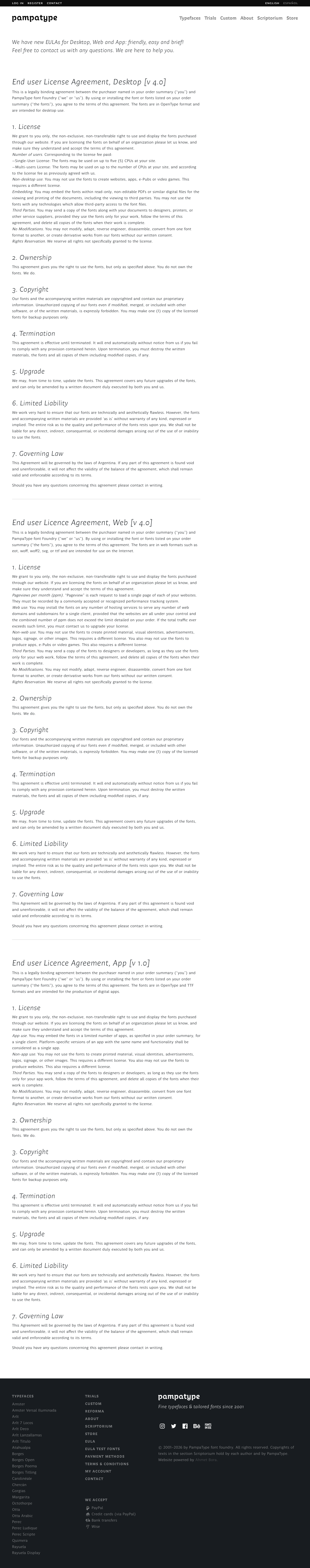 Pampatype - full page scroll