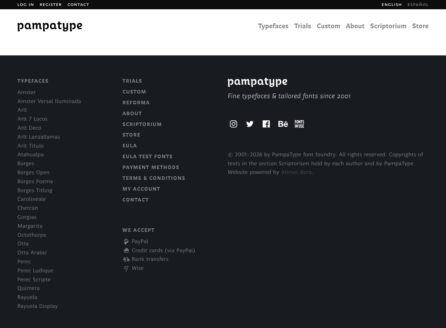 Pampatype — Sign up - full page scroll