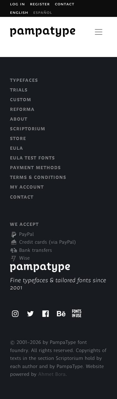 Pampatype — Sign up - mobile full page