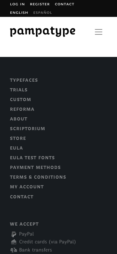 Pampatype — Sign up - mobile