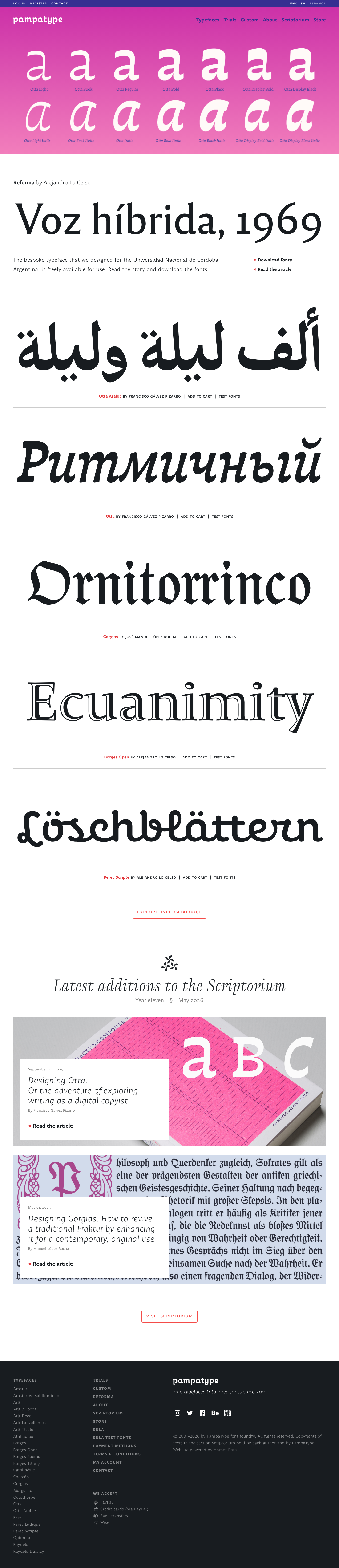 Pampatype - full page scroll