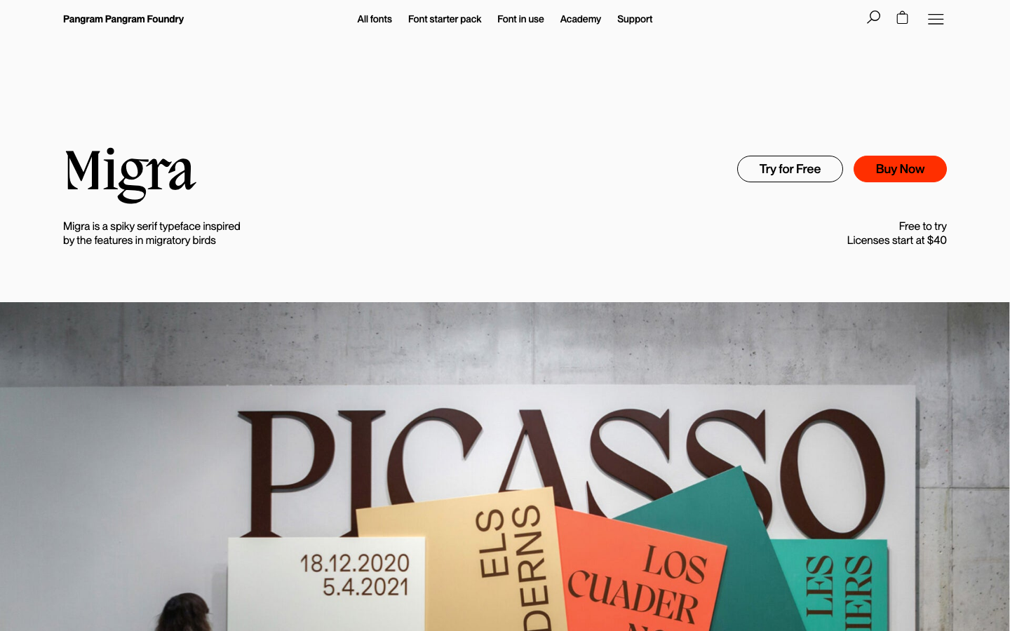 The page prioritizes typographic hierarchy and ample negative space. Clean lines and a limited color palette create a sense of refined professionalism, emphasizing the font itself as the core offering. · font foundry, typography showcase, type design, sans serif font, headline font, editorial design, minimalist typography