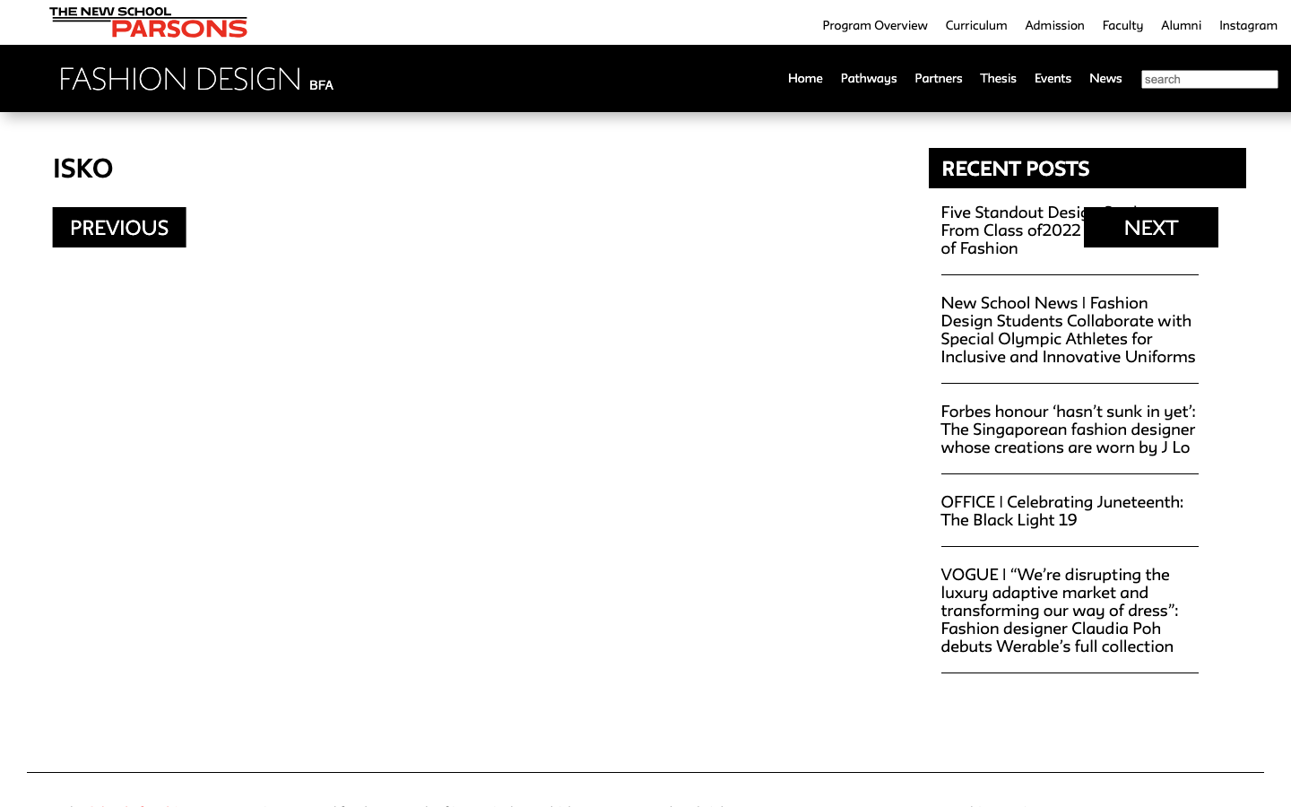 The page prioritizes impactful typography and ample white space, presenting the institution's name as a bold statement. The overall feel is clean and authoritative, emphasizing clarity and typographic hierarchy.  ·  design school, typography, minimalist design, higher education, logo, branding, institution, red background, white text