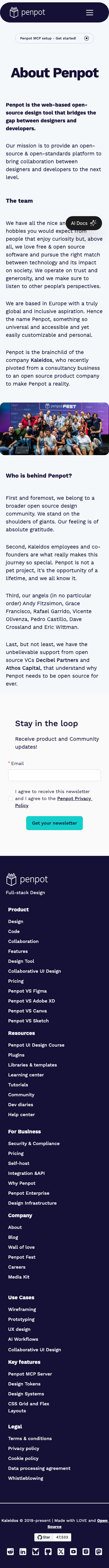 Penpot — About - mobile full page