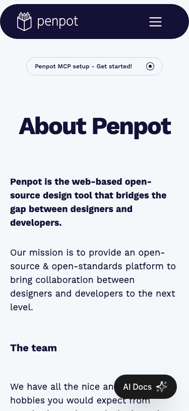 Penpot — About - mobile