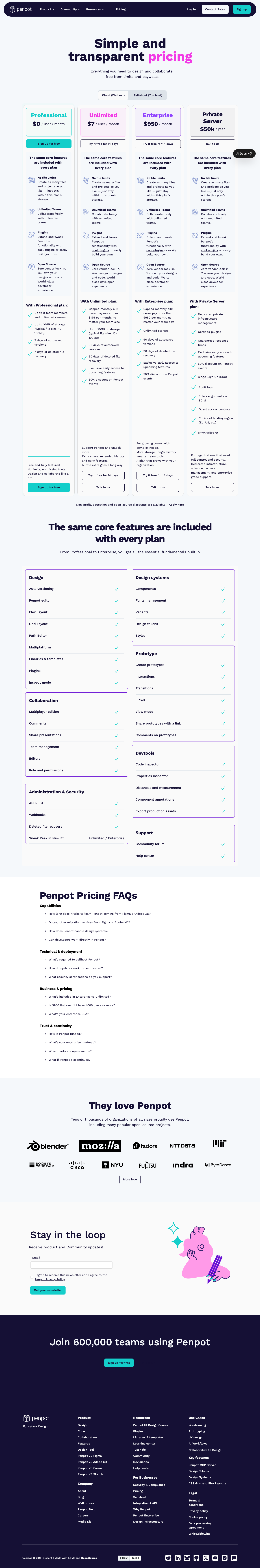 Penpot — Pricing - full page scroll