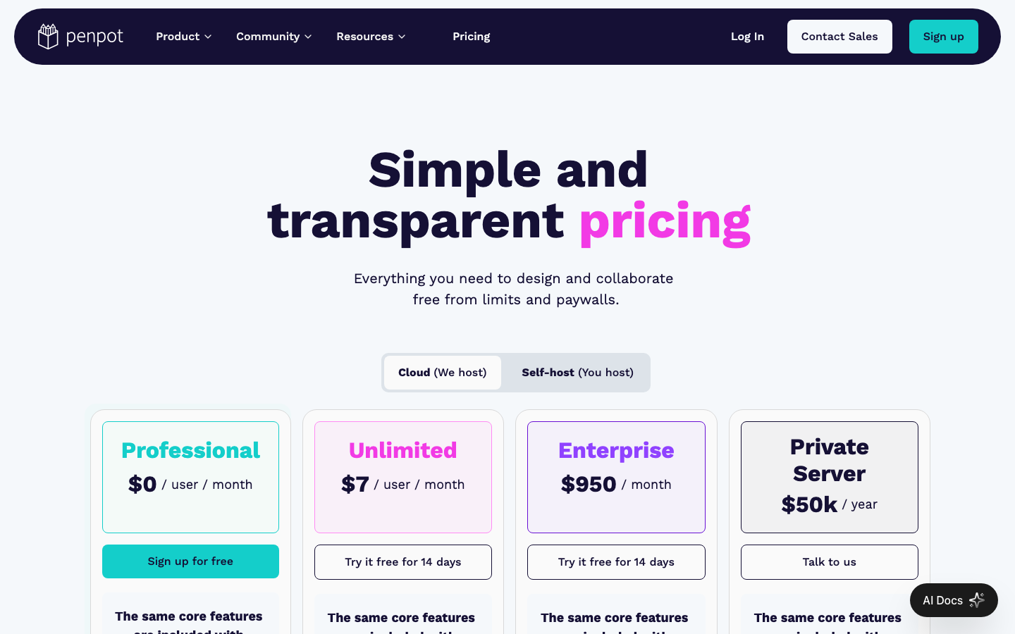 The page utilizes a dark, minimal aesthetic with a strong emphasis on typography and clear visual hierarchy. The layout features distinct sections separated by whitespace, creating a sense of order and functionality. The overall mood is serious and professional. · dark saas, minimalist design, developer tools, design system, penpot ui, tech website, dark mode ui