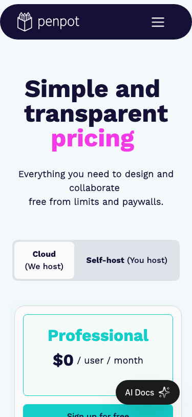 Penpot — Pricing - mobile