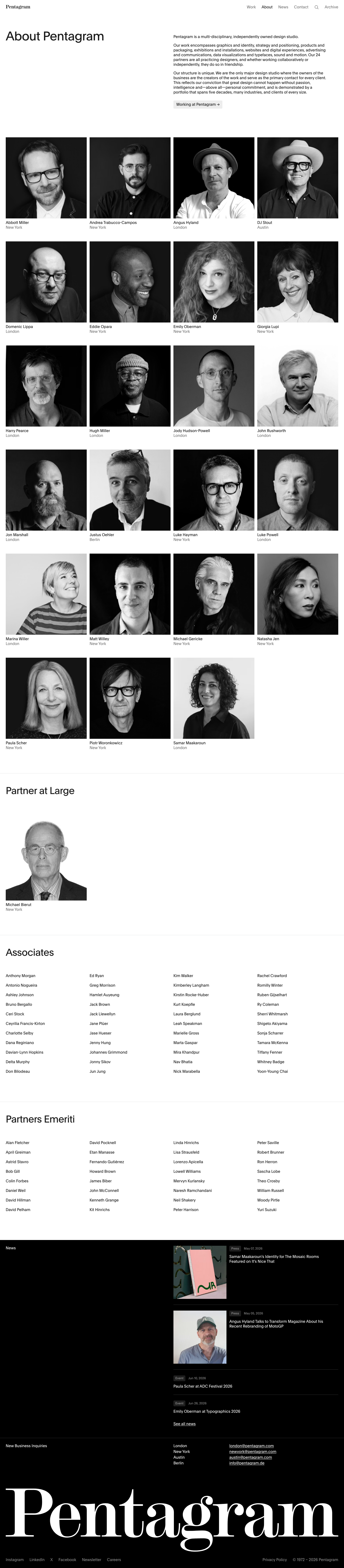 Pentagram — About - full page scroll