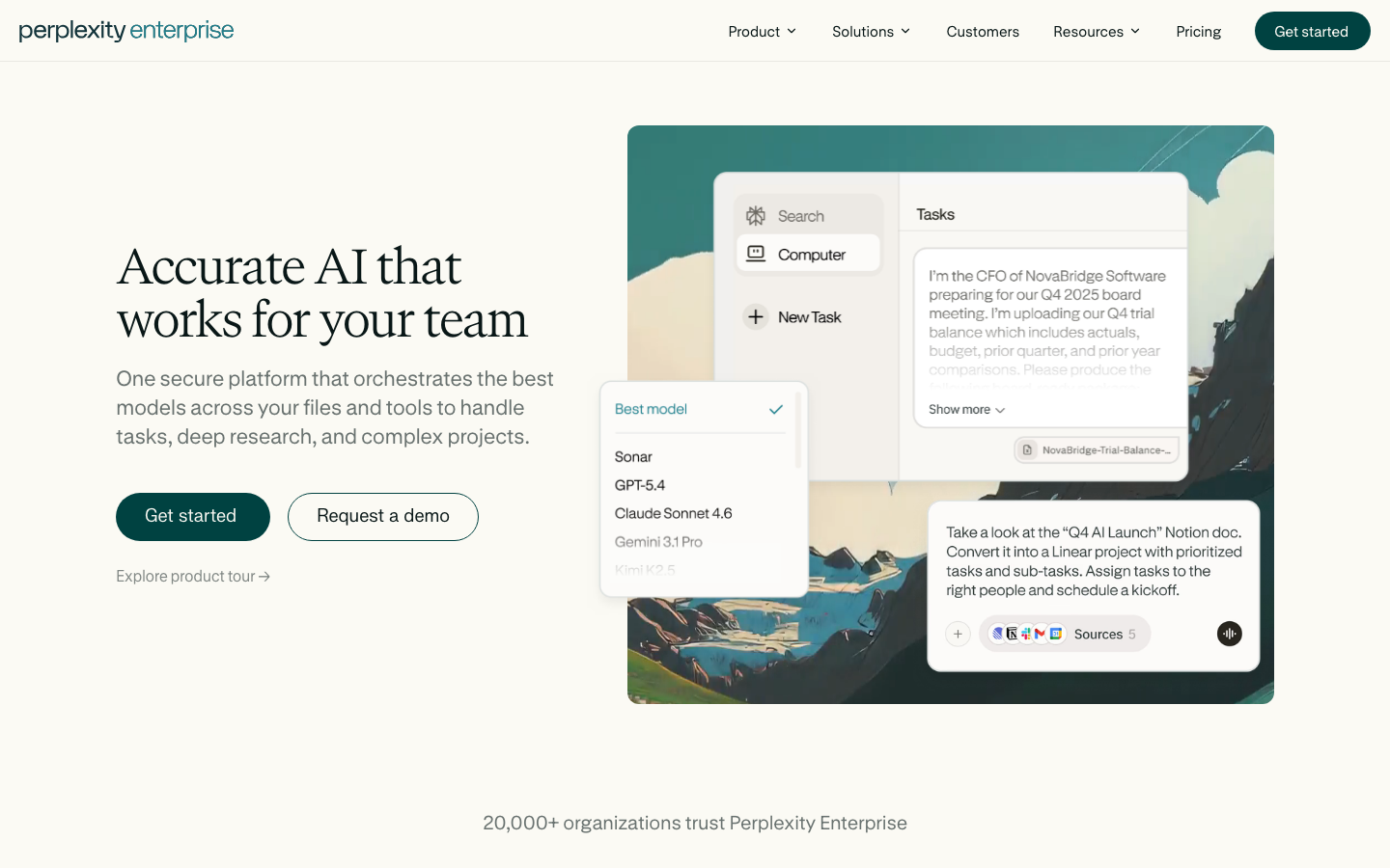 The page prioritizes a clean, functional interface with a focus on search functionality. Typography is clean and legible, with a dark color palette emphasizing clarity and reducing visual noise. · ai search, perplexity ai, dark interface, minimal ai, search tool, developer ai, ai platform, search modes