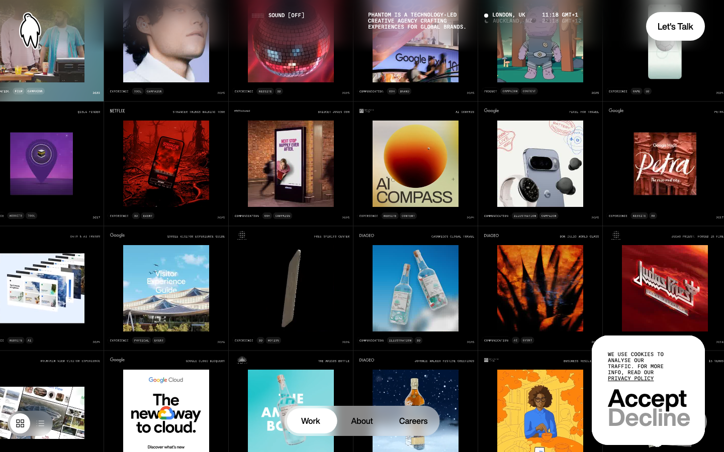 Phantom Studios — Technology Creative Agency — London and Auckland - full page scroll