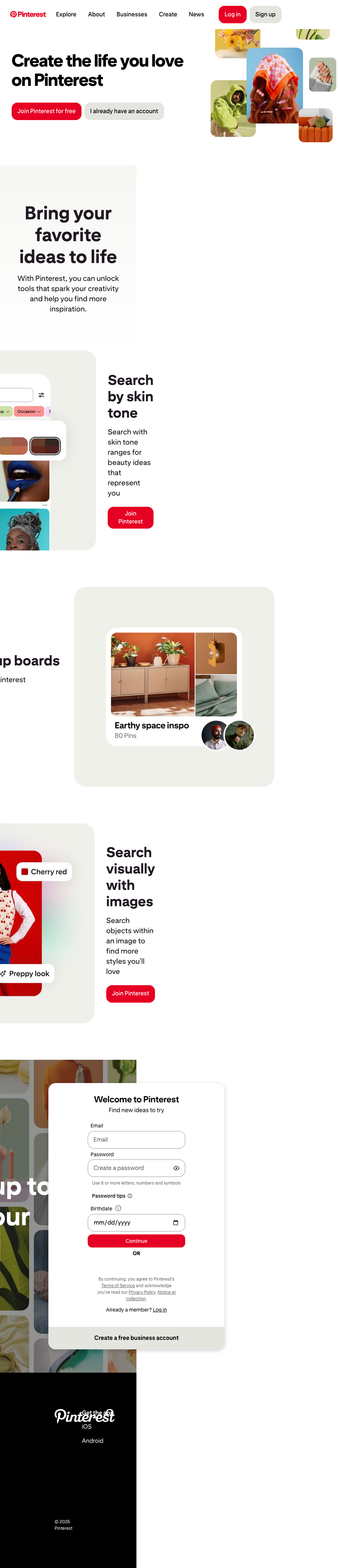 Pinterest - mobile full page