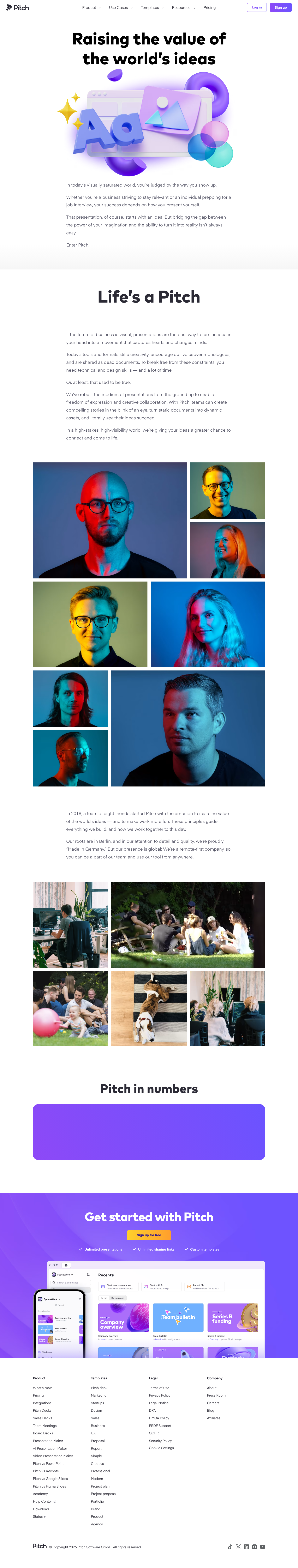 Pitch — About - full page scroll