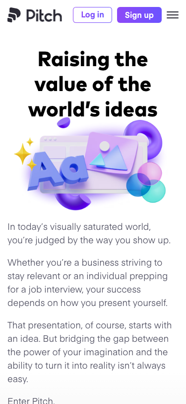 Pitch — About - mobile