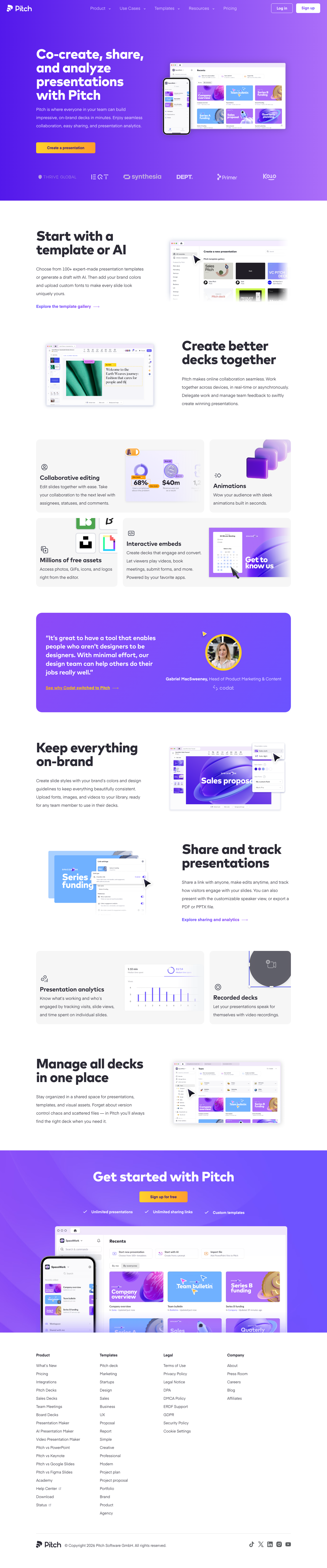 Pitch — Features - full page scroll