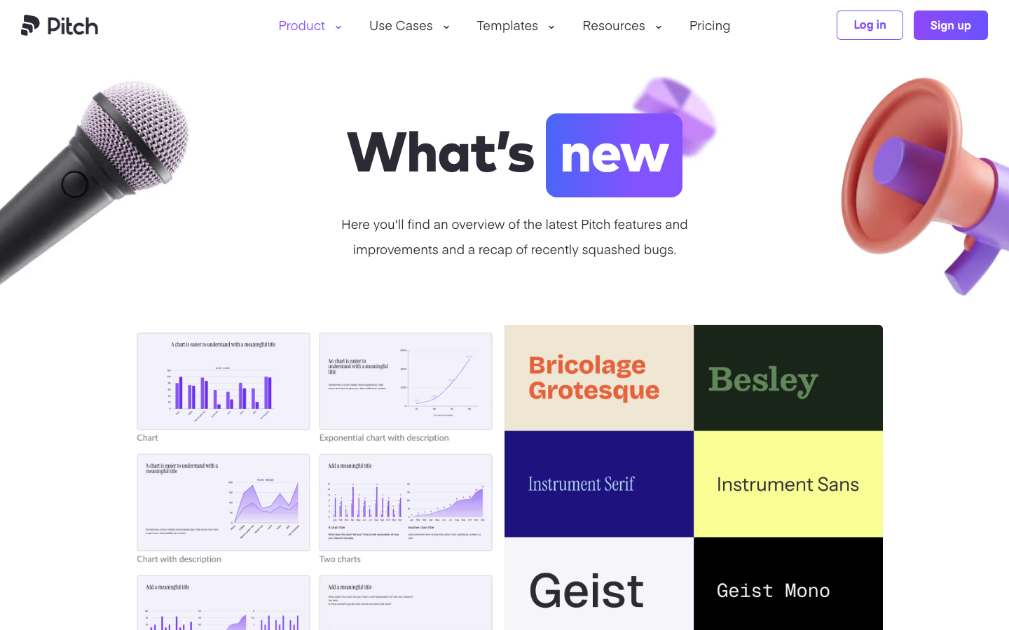 The page uses a clean, spacious layout with bold typography and a limited color palette. The hero section features a prominent logo and clear calls to action, while the lower sections showcase key features with concise descriptions. It feels structured and purposeful. · ai presentation, pitch software, slide deck tool, business presentation, minimalist landing page, tech website, purple website, saas design
