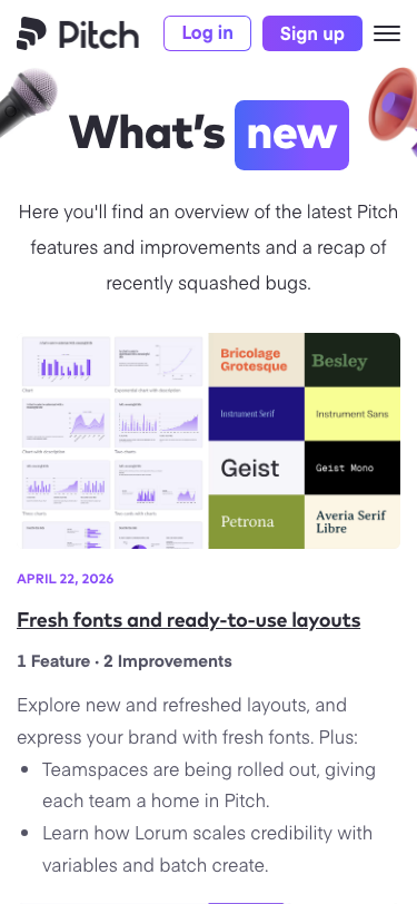 Pitch — Changelog - mobile