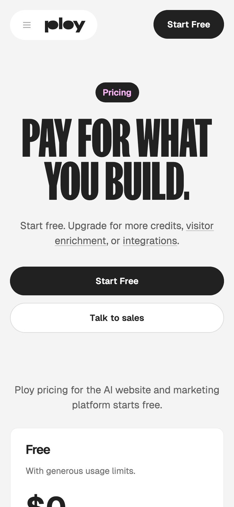 Ploy · Pricing - mobile
