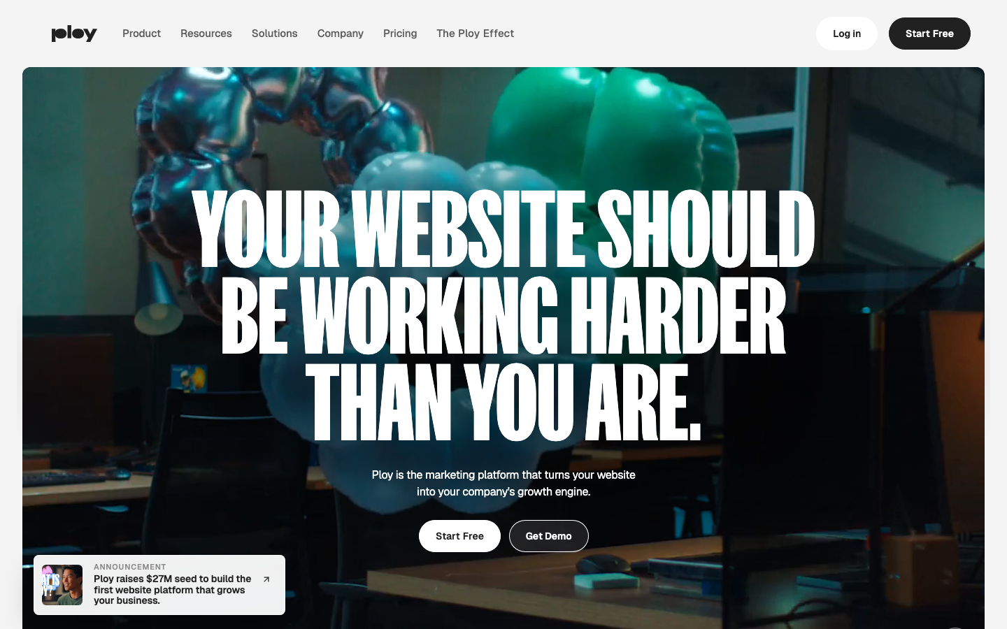 High-impact hero section featuring massive, condensed sans-serif typography overlaid on a full-bleed photograph. The composition uses extreme scale and high contrast to create a bold, assertive mood.  ·  bold typography hero, fullbleed image saas, condensed sans serif, high contrast landing page, ai marketing hero