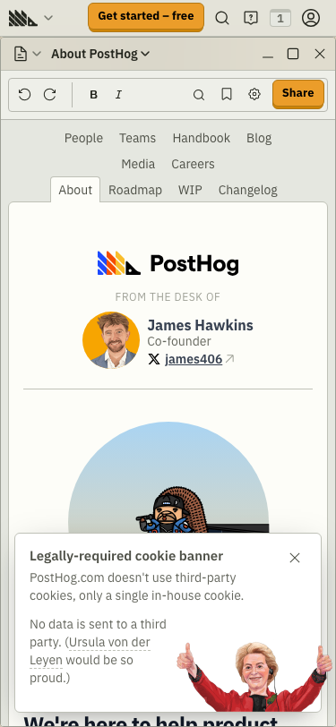 Posthog — About - mobile full page