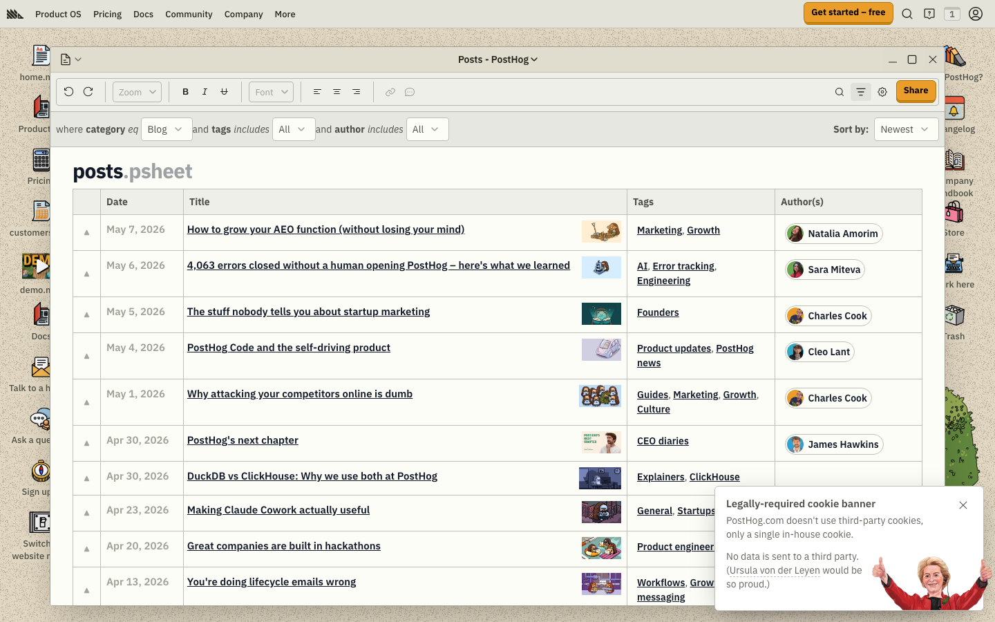 Posthog — Blog - full page scroll