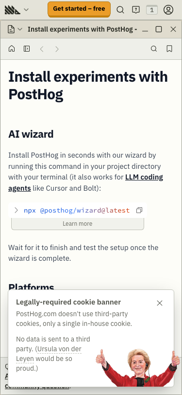 Posthog — Docs - mobile full page