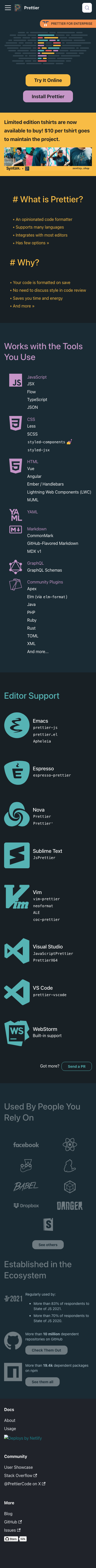 Prettier - mobile full page