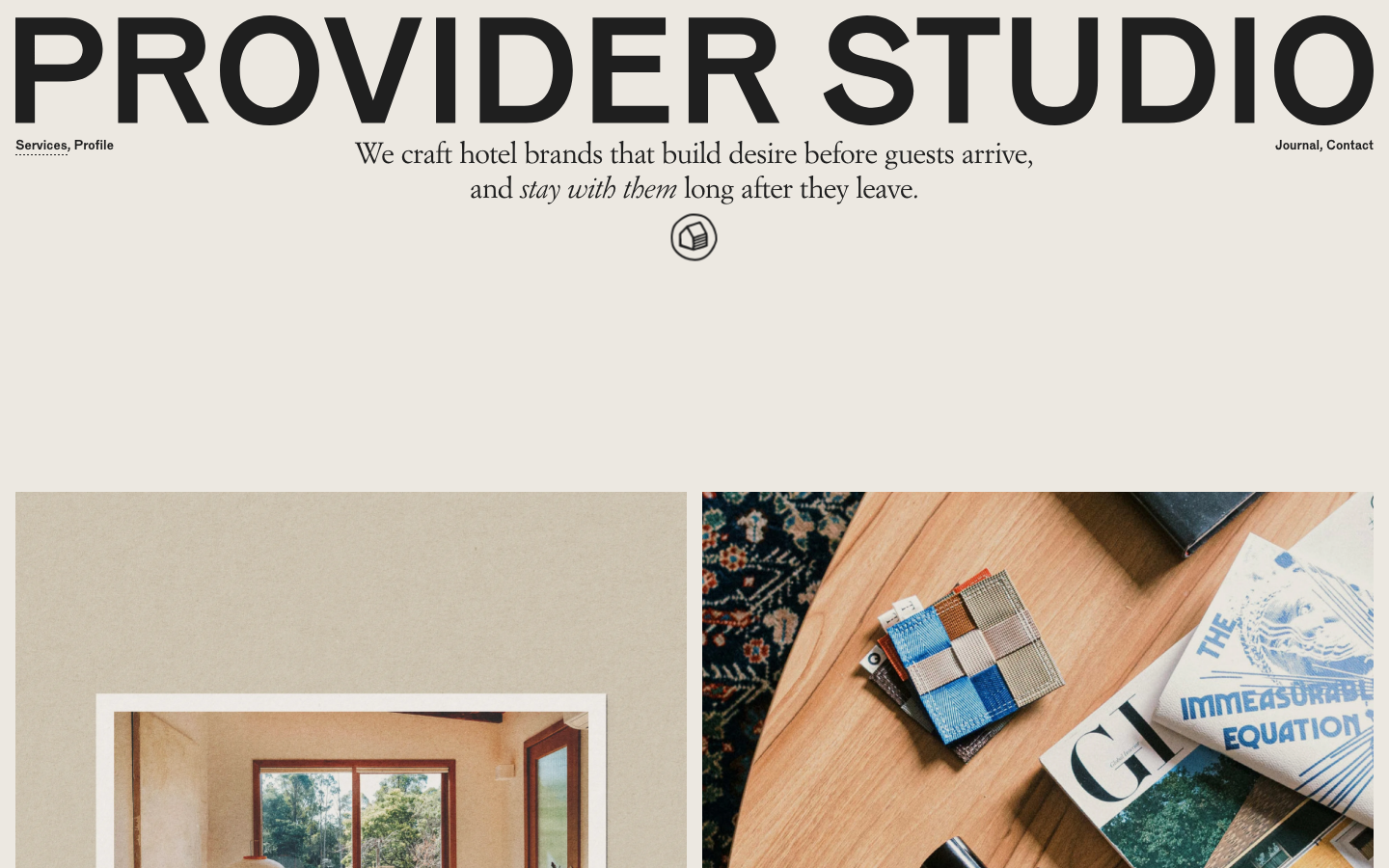High-contrast typographic header paired with a muted, cream-colored background. The layout uses a sophisticated mix of bold sans-serif and elegant italic serifs to create a luxury editorial feel.  ·  editorial agency hero, luxury branding layout, minimalist portfolio, cream background design, high contrast typography