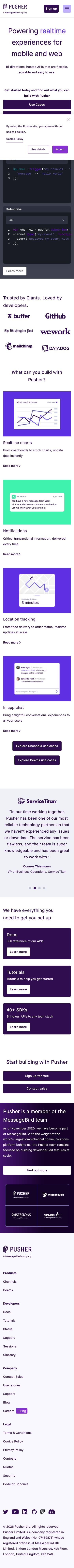 Pusher | Leader In Realtime Technologies - mobile full page