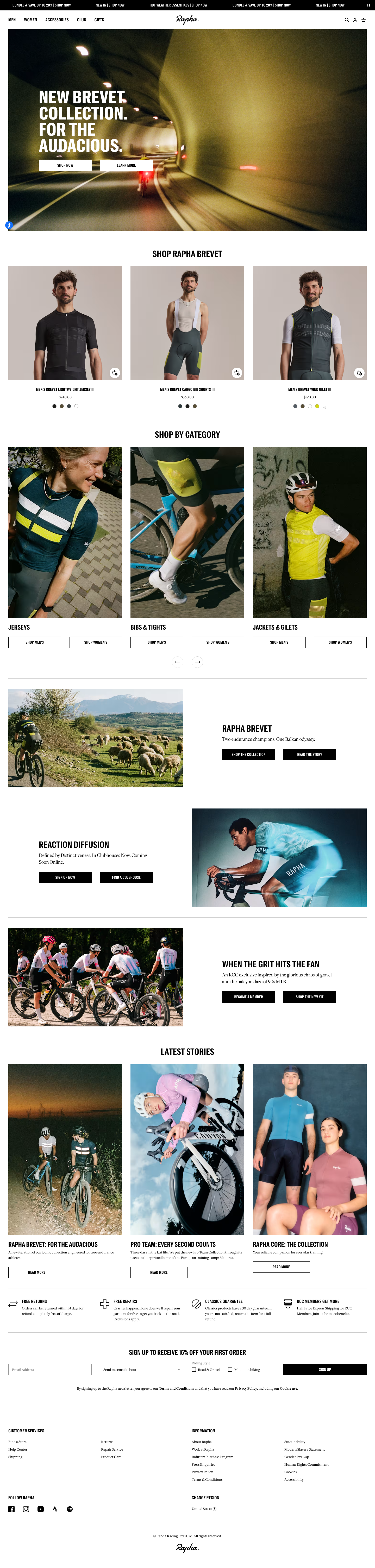 The World's Finest Cycling Clothing and Accessories | Rapha - full page scroll