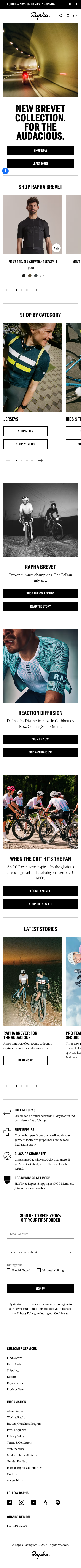 The World's Finest Cycling Clothing and Accessories | Rapha - mobile full page