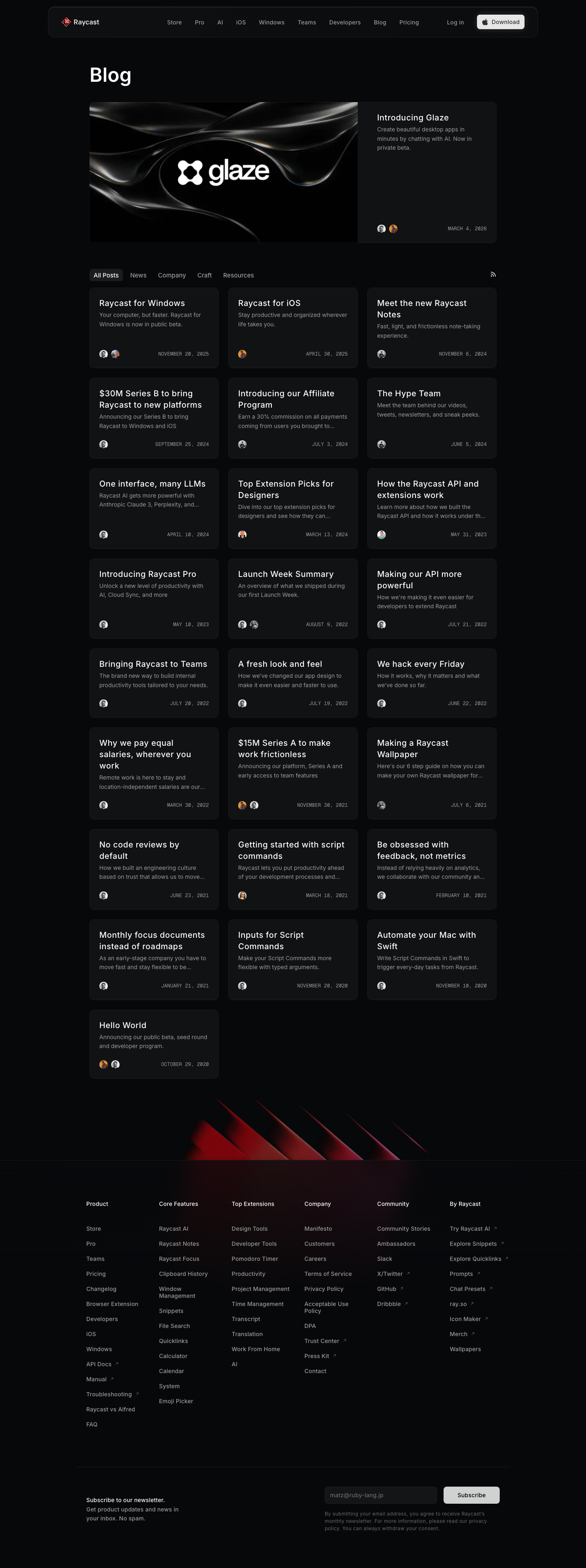 Raycast — Blog - full page scroll